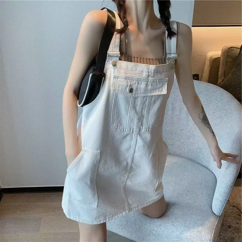 牛仔背带裙女夏薄款2025年新款小个子吊带短裙法式盐系宽松连衣裙