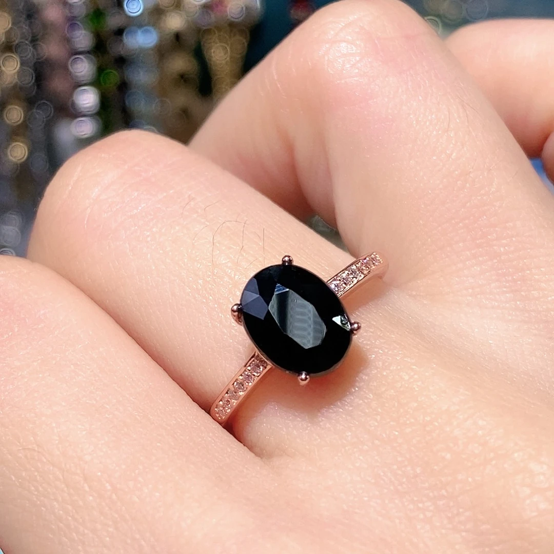 戒指蓝宝石银S925镶嵌天然蓝宝石