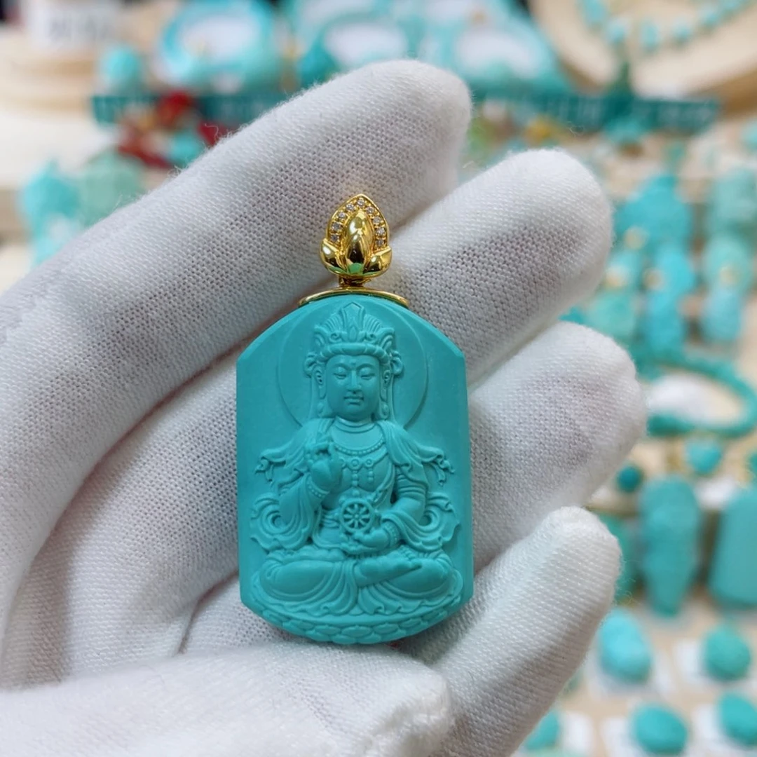 绿松石珠宝奇石18K金镶嵌