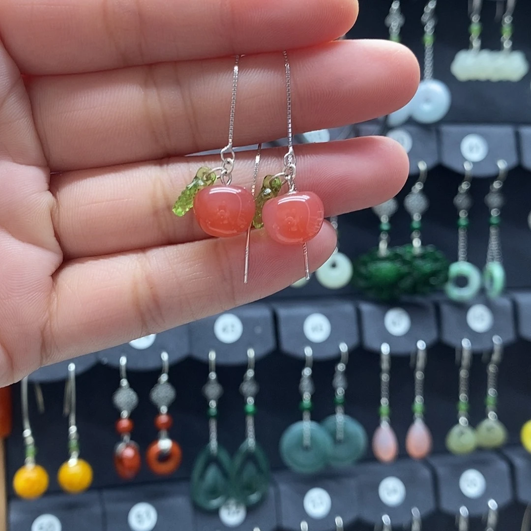 银S925镶嵌耳坠玛瑙/玉髓