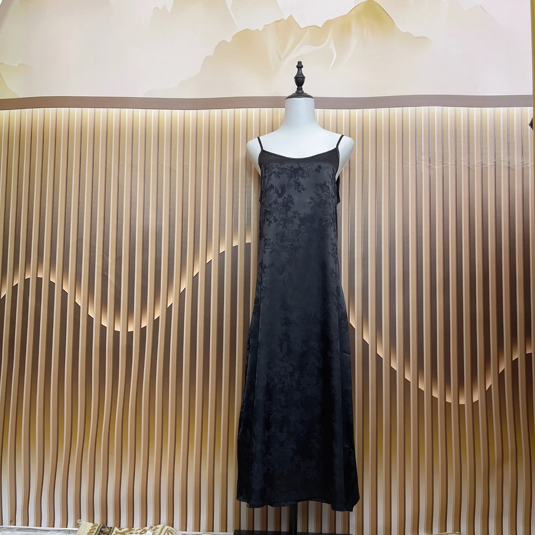 068【阿杰专属】新款减龄满印提花吊带裙通勤无袖背心女士夏季百搭