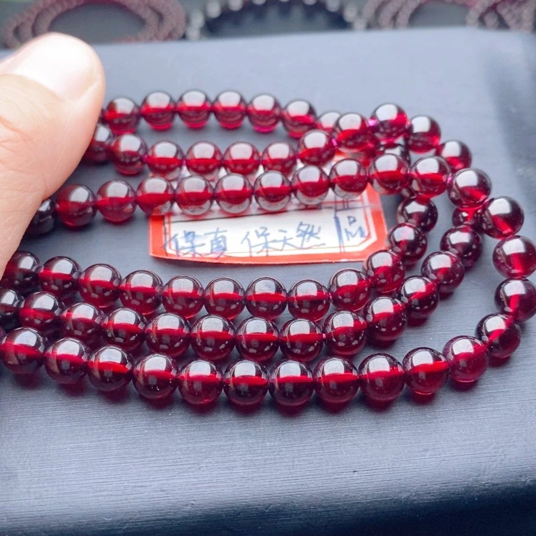 娜***石榴石手链未镶嵌6.2专柜大漏