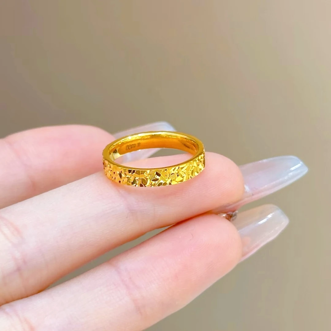 足金999实心碎碎冰戒指情侣款百搭时尚(不支持7天无理由退换货）