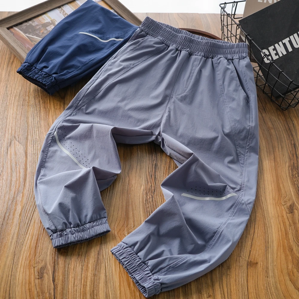 儿童男童夏季新款反光条网眼透气速干裤中大童长裤束脚4SU52