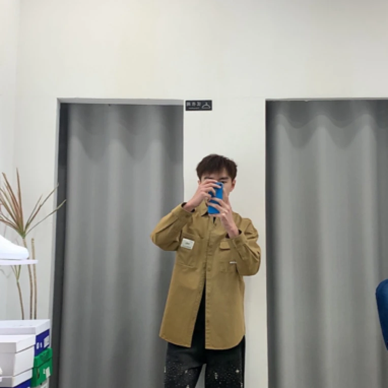 男士春季卡其色衬衫外套