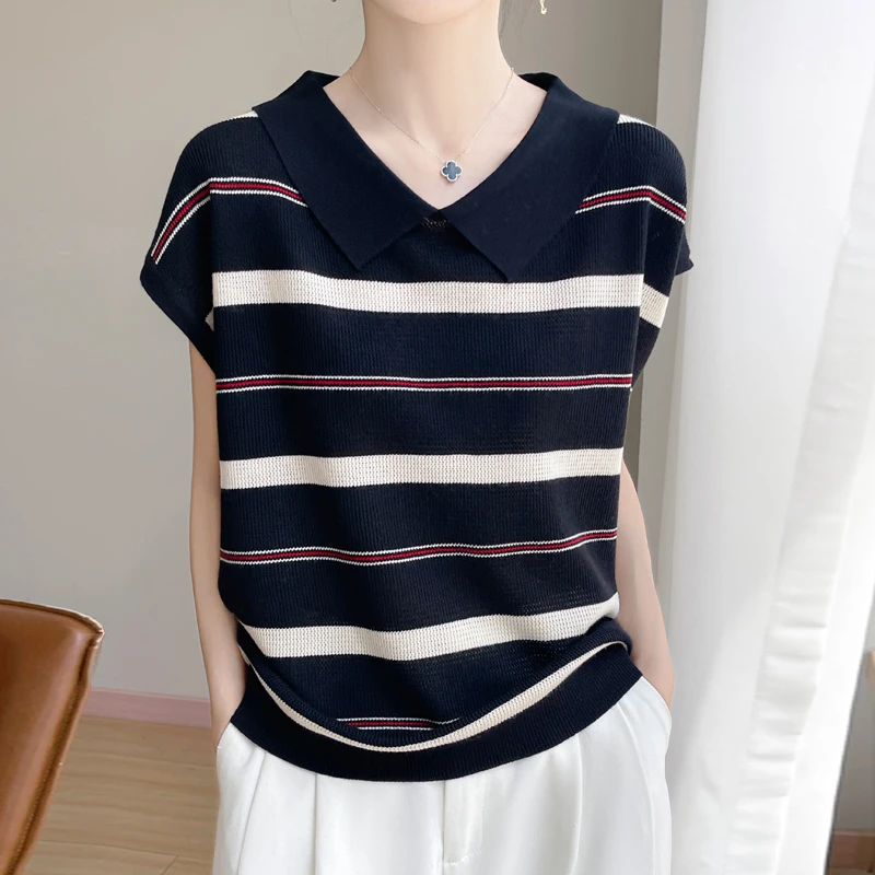 100天丝莱赛尔 polo简约短袖宽瘦条纹 巨凉快不闷热 很透气