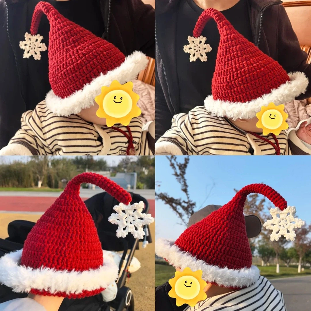 圣诞节精灵帽材料包毛线手工编织钩针婴儿男帽子钩织材料