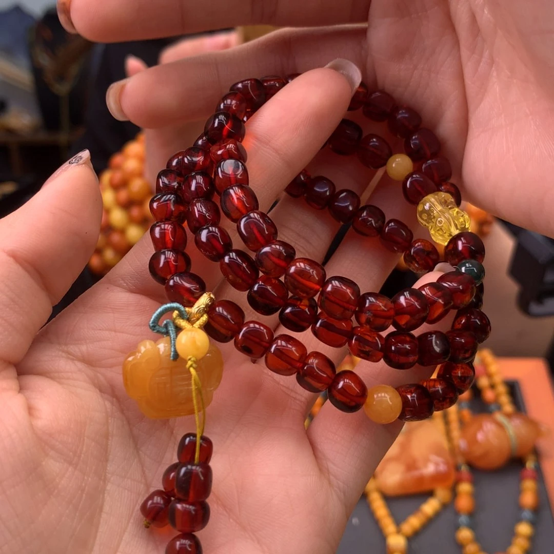 血珀手串未镶嵌天然