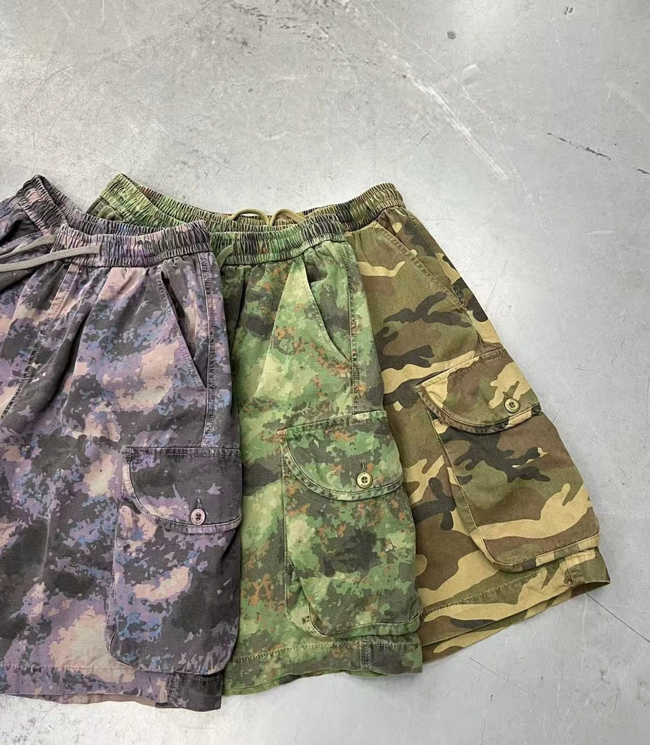 小众设计潮牌重工装洗水多袋迷彩短裤 DK5035#HJD
