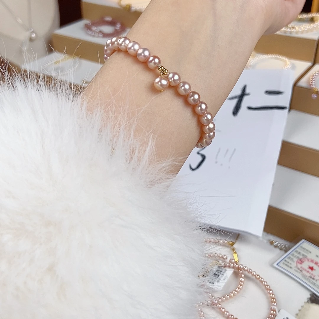 淡水珍珠手绳18K金镶嵌