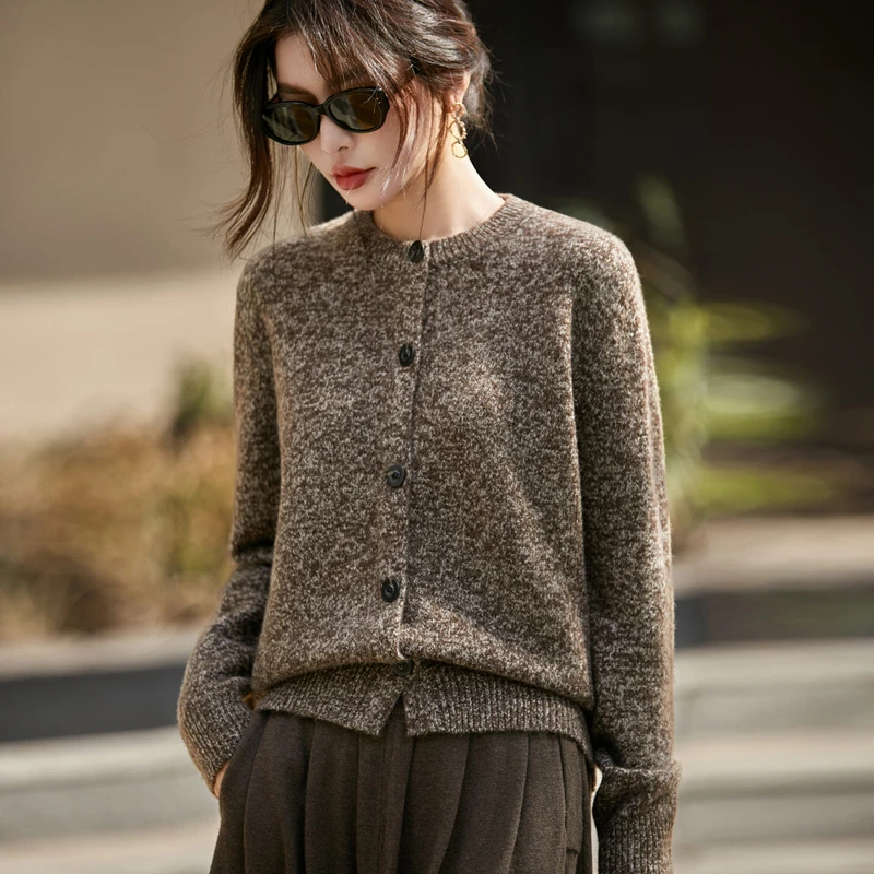 【100%雪花绒】花纱！加厚针织开衫外套女秋冬新款宽松毛衣外搭上衣