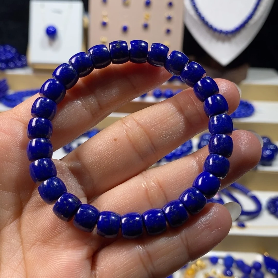 青金石未镶嵌手串8m直切老型