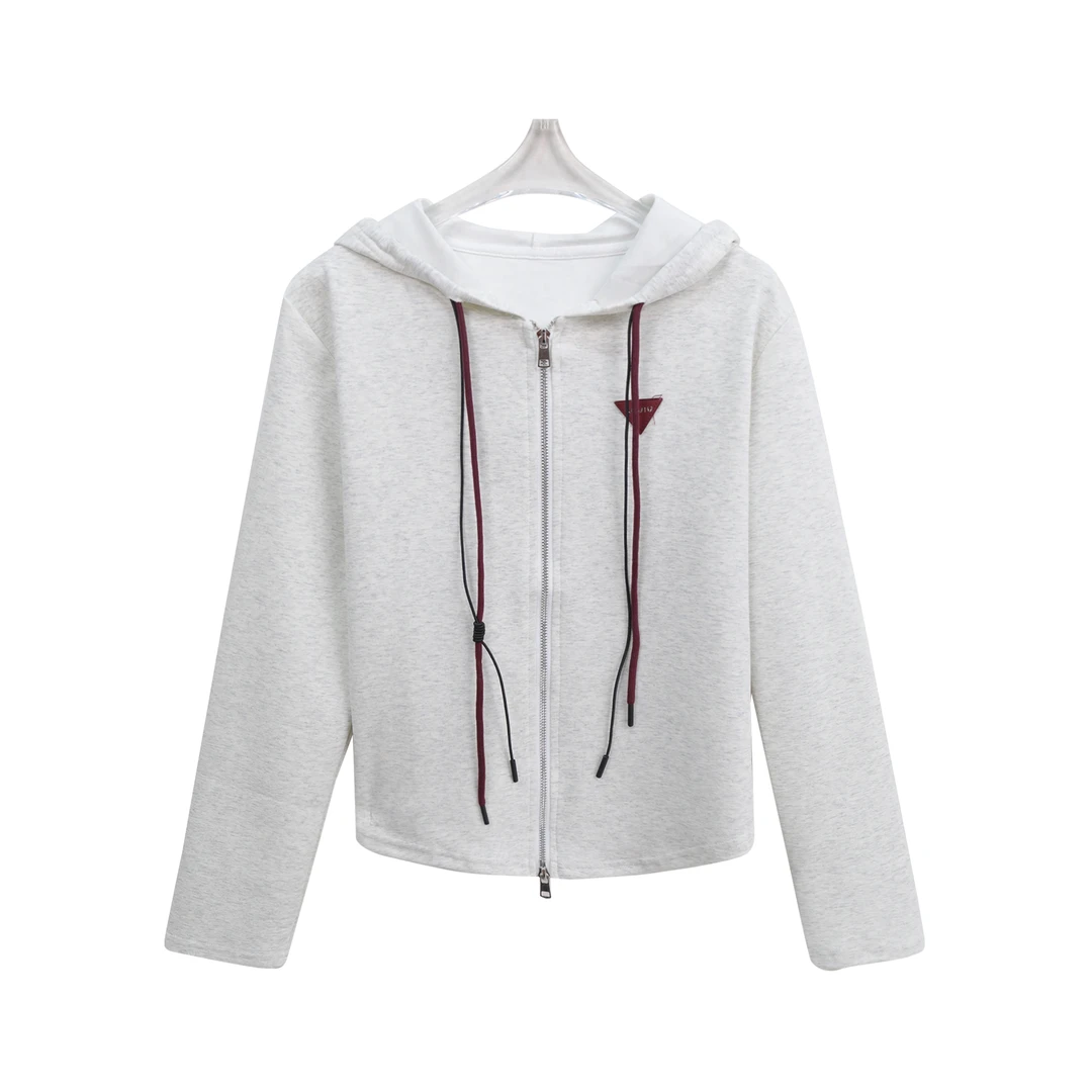 连帽时尚洋气设计感小众拉链针织开衫C11057