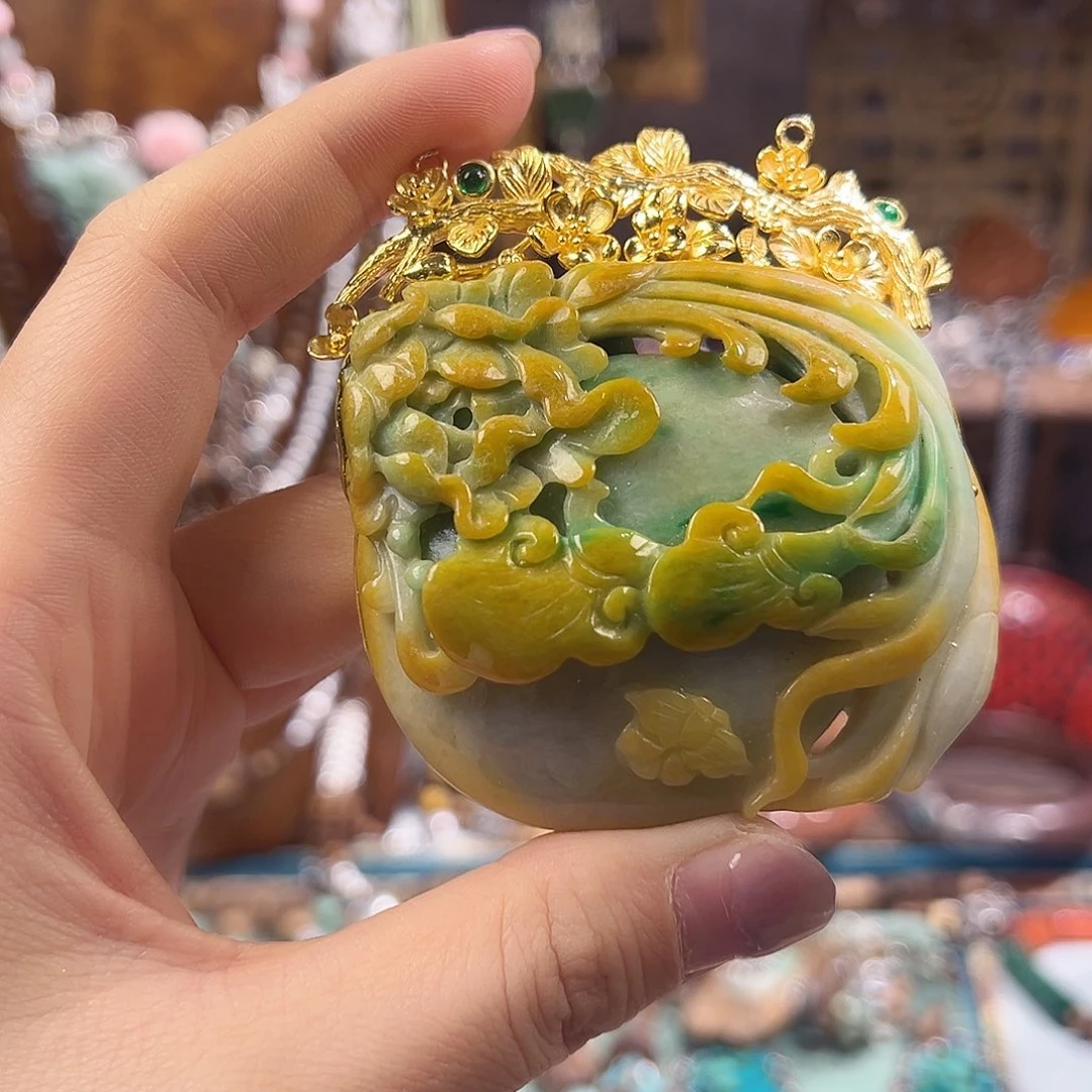 翡翠银S925镶嵌吊坠吊坠