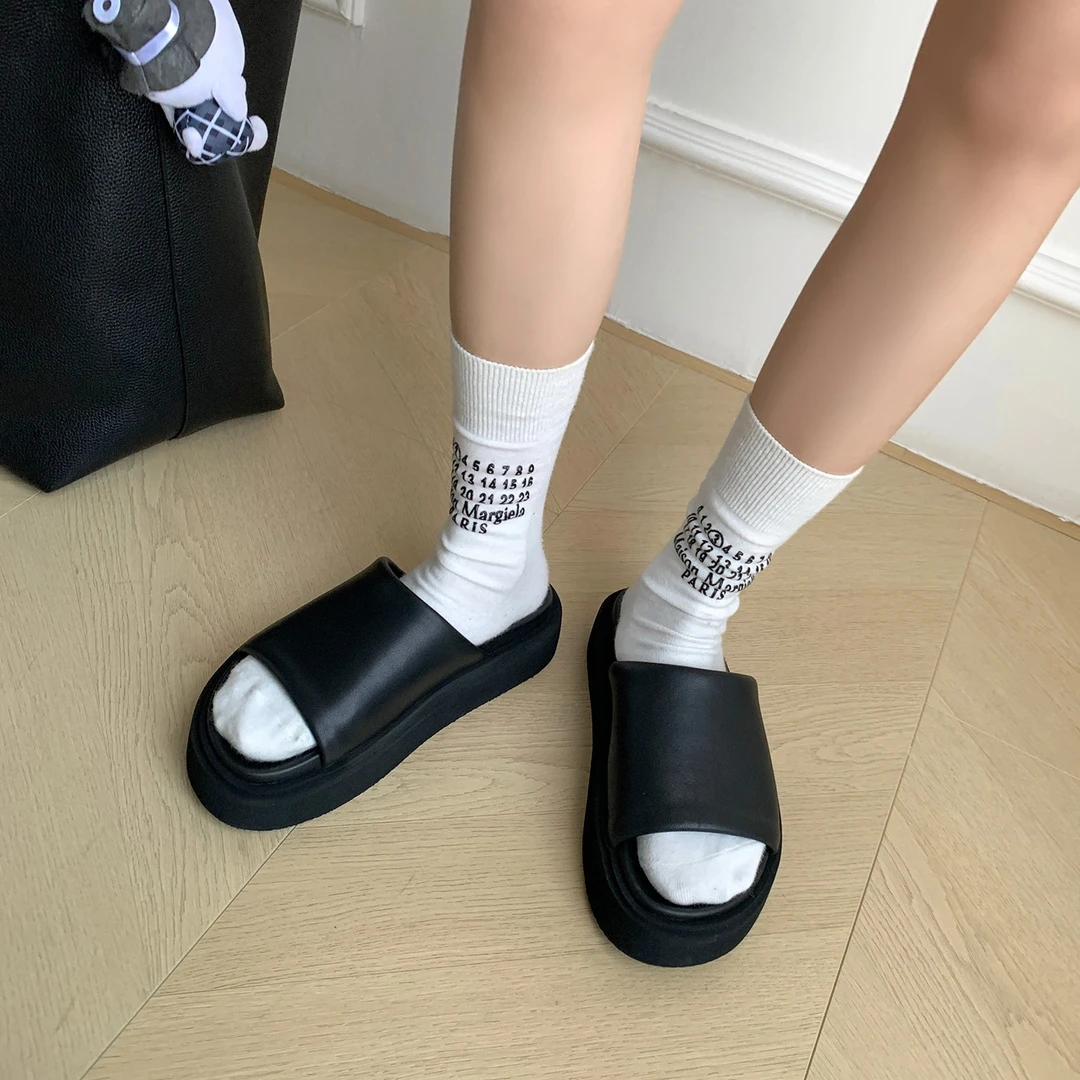 【超能搭】4厘米厚底超软羊皮拖鞋女