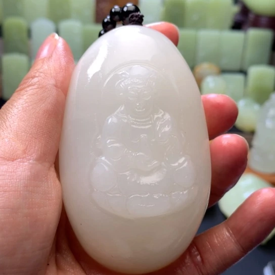 石材方解石手把件