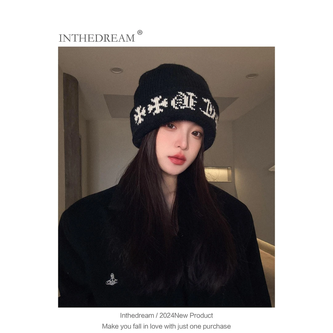 2025年秋冬季新款双层加厚保暖针织帽子女护耳保暖大头围堆堆帽潮