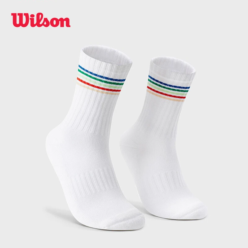 wilson威尔胜网球袜中筒袜ACE GIRL系列彩色条纹运动袜子休闲袜子