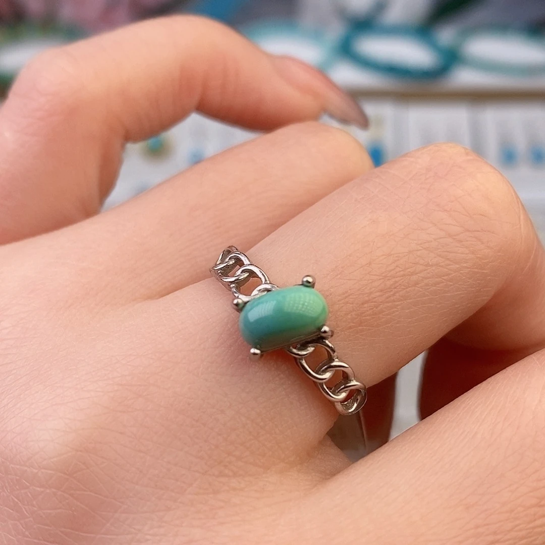 绿松石银S925镶嵌戒指