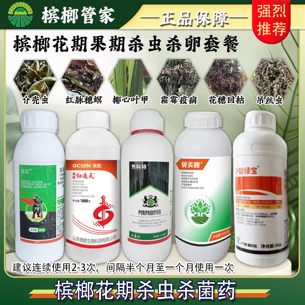 【槟榔花期果多多安全杀虫杀菌专用药】红脉穗螟吊丝虫槟榔管家