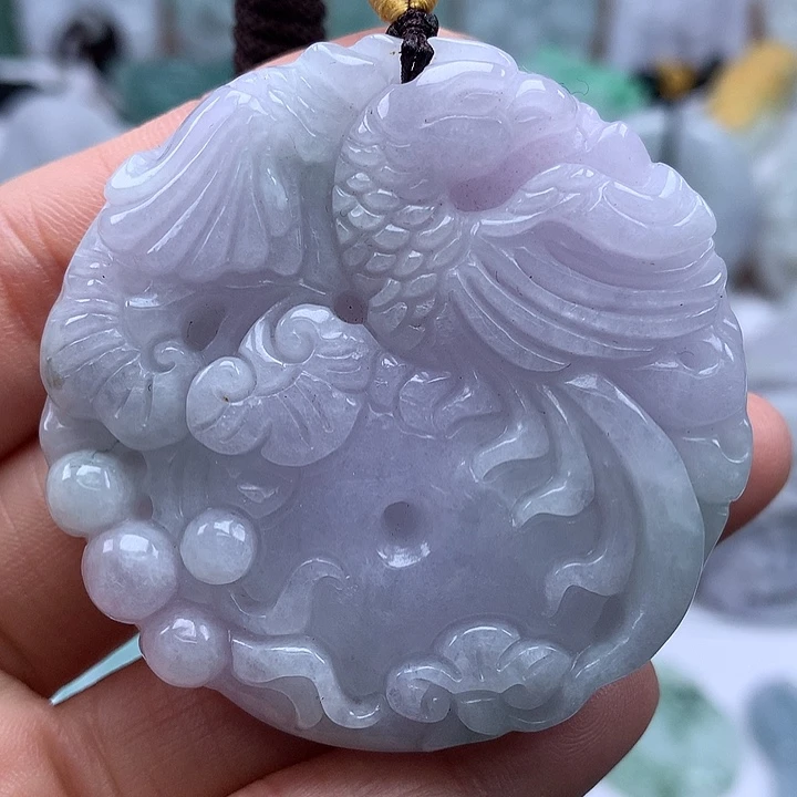 翡翠未镶嵌颈饰如意凤凰扣两面工艺福利