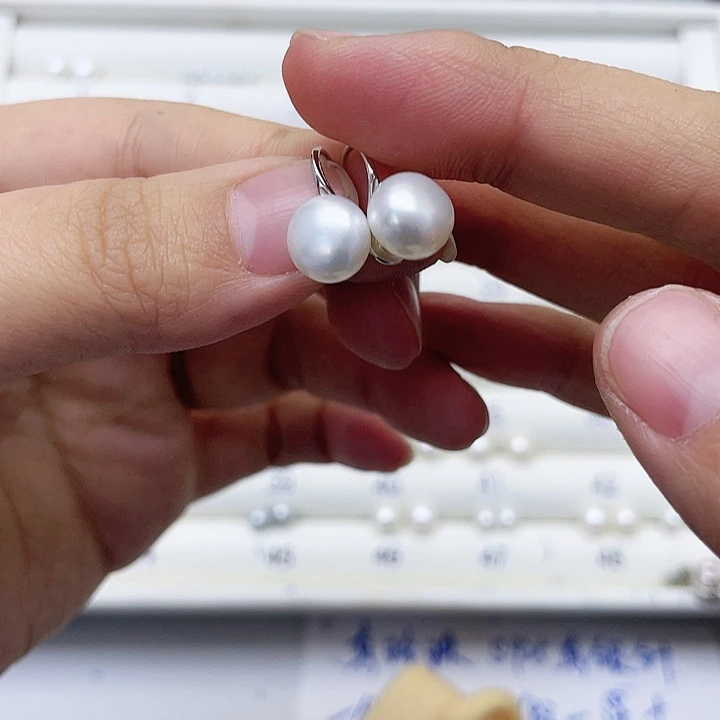 淡水珍珠耳饰银S925镶嵌卜*