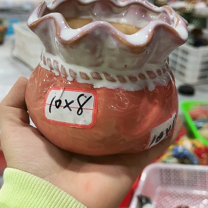 瓷片花盆多肉植物艺术品