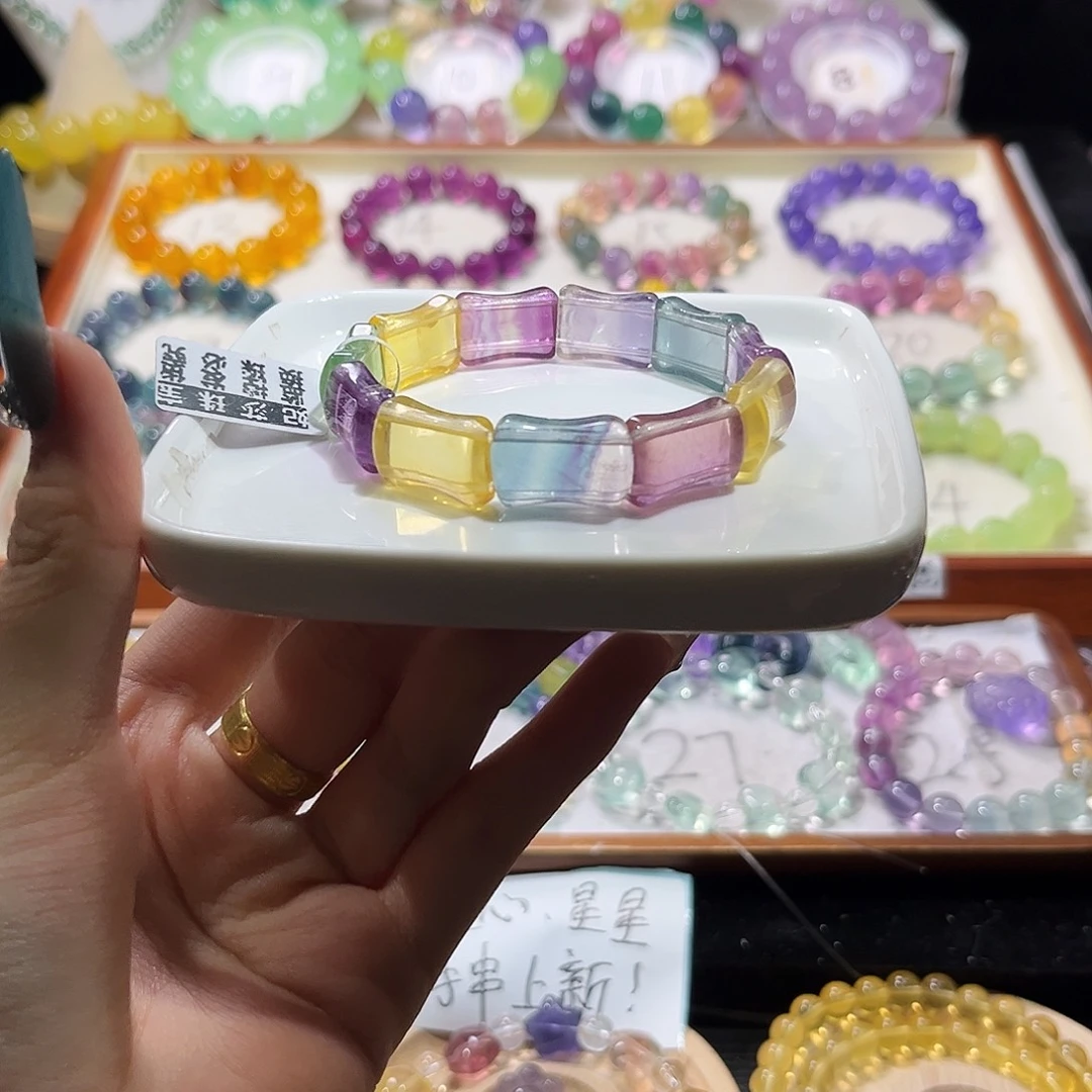 未镶嵌手链萤石竹节手排福利价