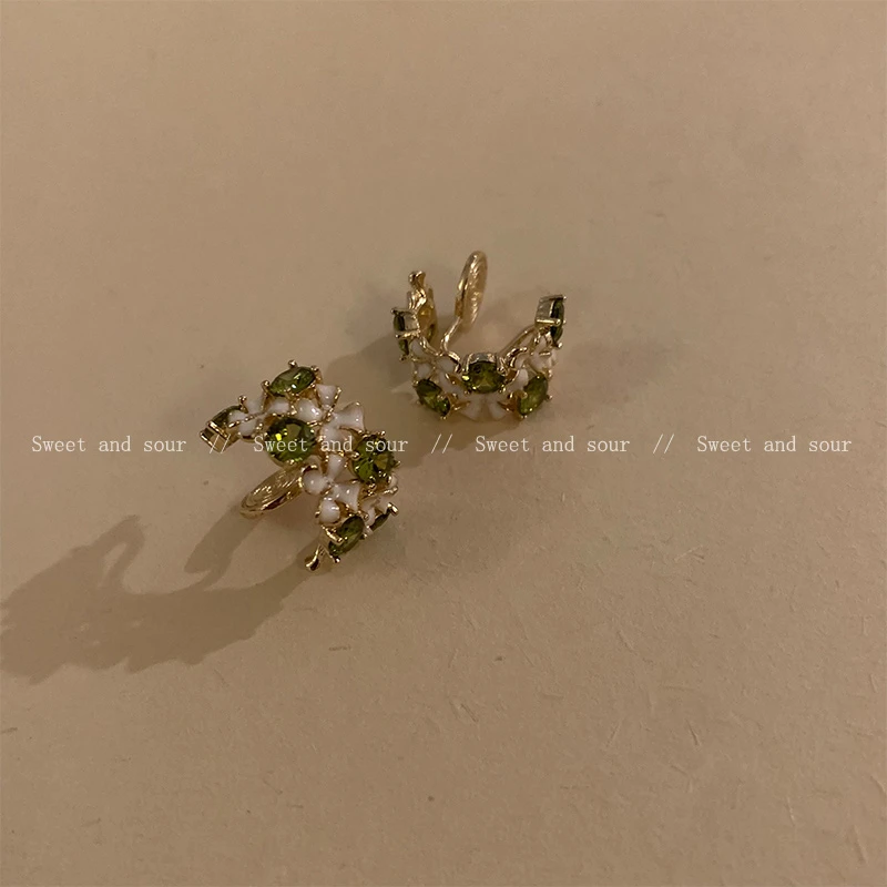 合金莫桑石耳饰 耳夹小众百搭设计感时尚复古轻奢冷淡风9703-02