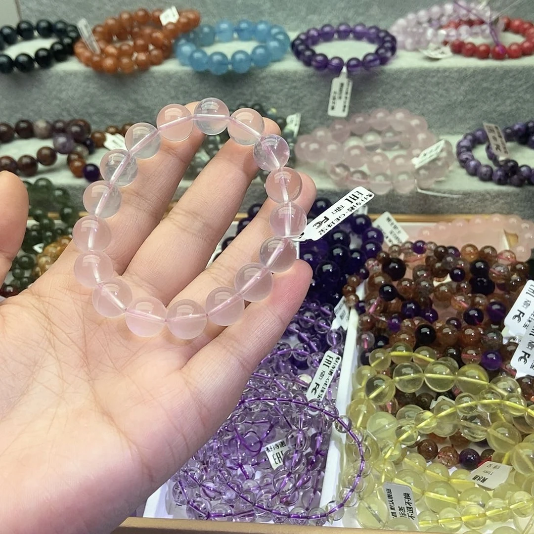 水晶手链未镶嵌六芒星粉水晶12.8