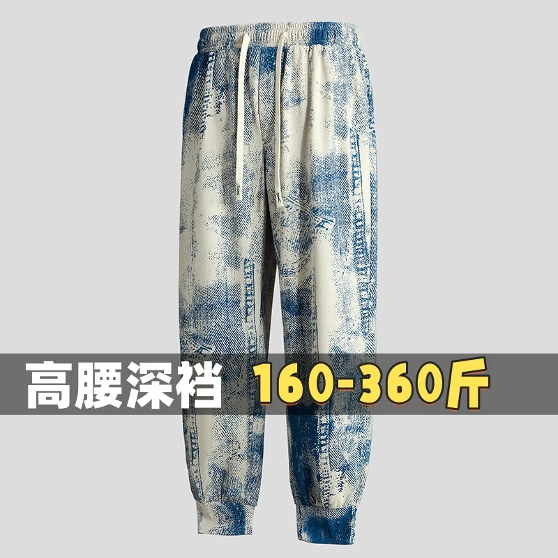 加肥加大码男生裤子夏季薄款透气痞帅国风长裤胖子男裤宽松休闲裤