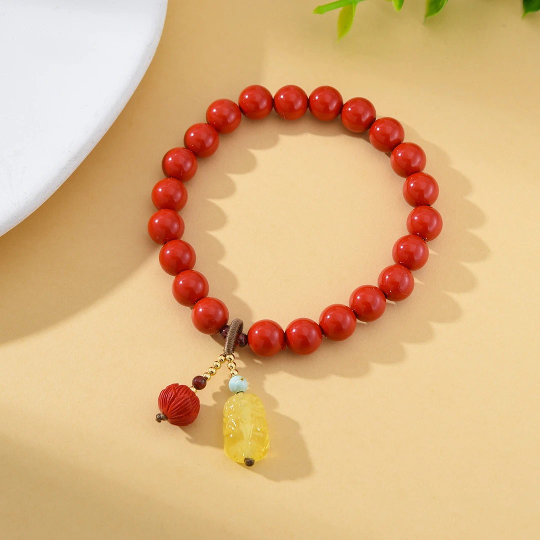 含辰砂工艺品【婉葶珠宝】朱砂貔貅单圈手串