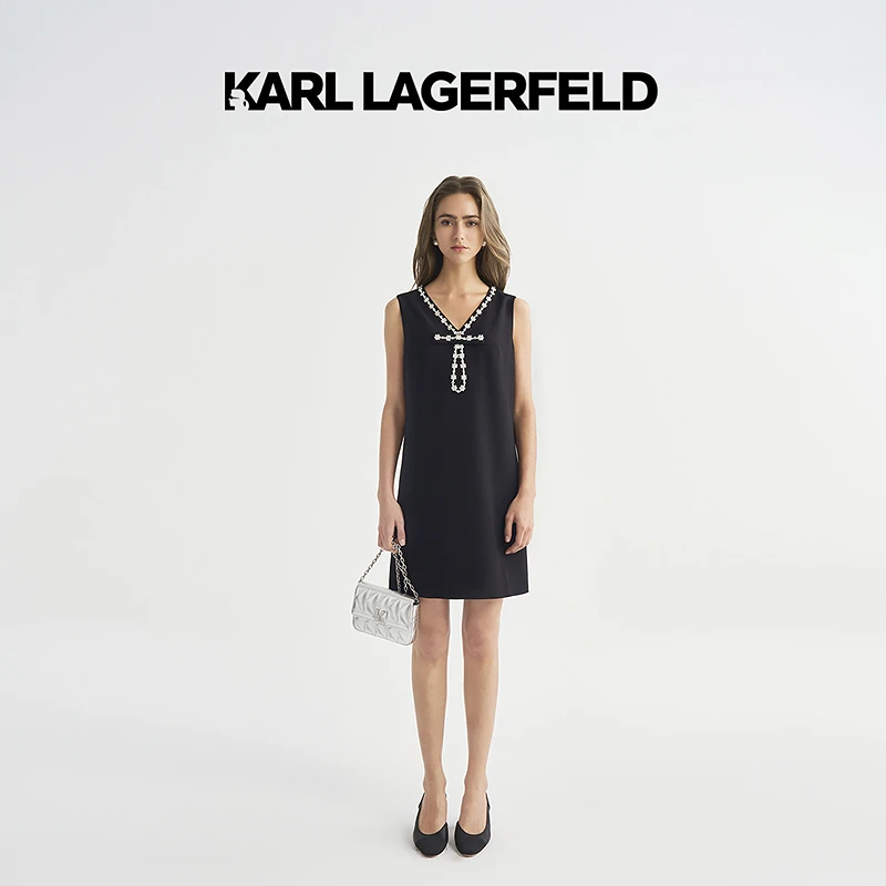 KARL LAGERFELD卡尔拉格斐2025夏季新款花边连衣裙老佛爷M22E1317