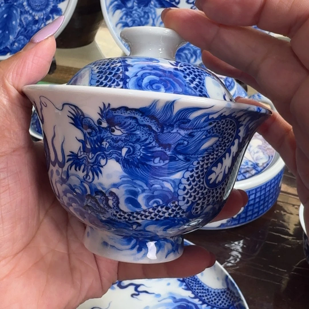 景德镇陶瓷手绘盖碗