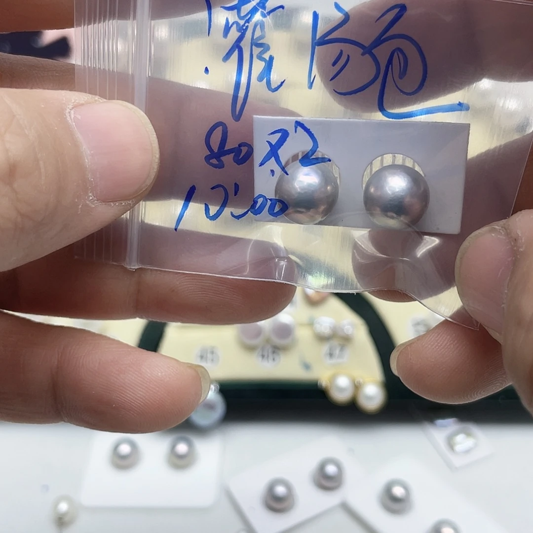 灌***包银S925镶嵌淡水珍珠耳饰