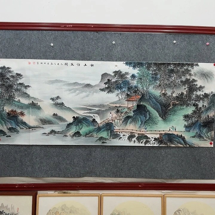 国画手绘国画访友图