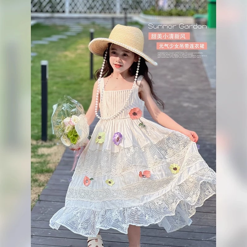 女童连衣裙夏季新款儿童裙子背心裙吊带裙宝宝洋气公主裙23061013