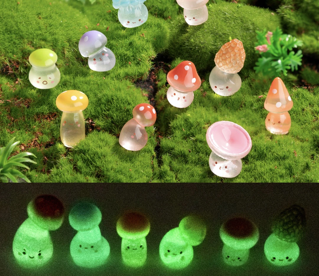 跨境新品夜光小蘑菇diy摆件漂流瓶摆件