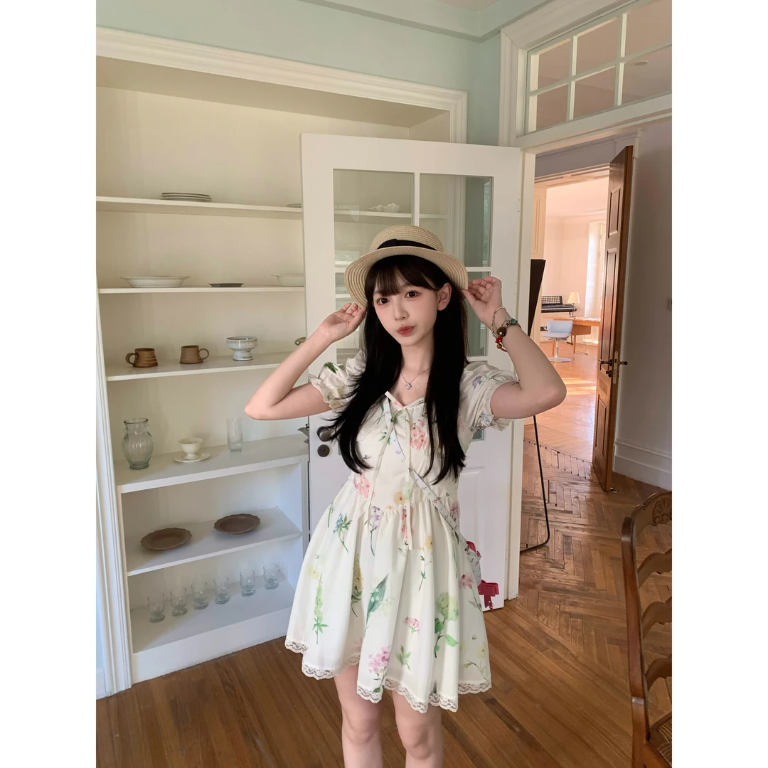 LOVEHEYNEW法式油画碎花连衣裙女夏季新款茶歇裙初春裙子-5C1228