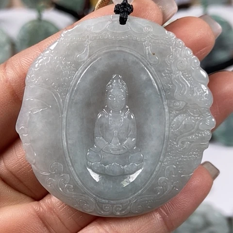 翡翠颈饰未镶嵌佛魔一念观音福利