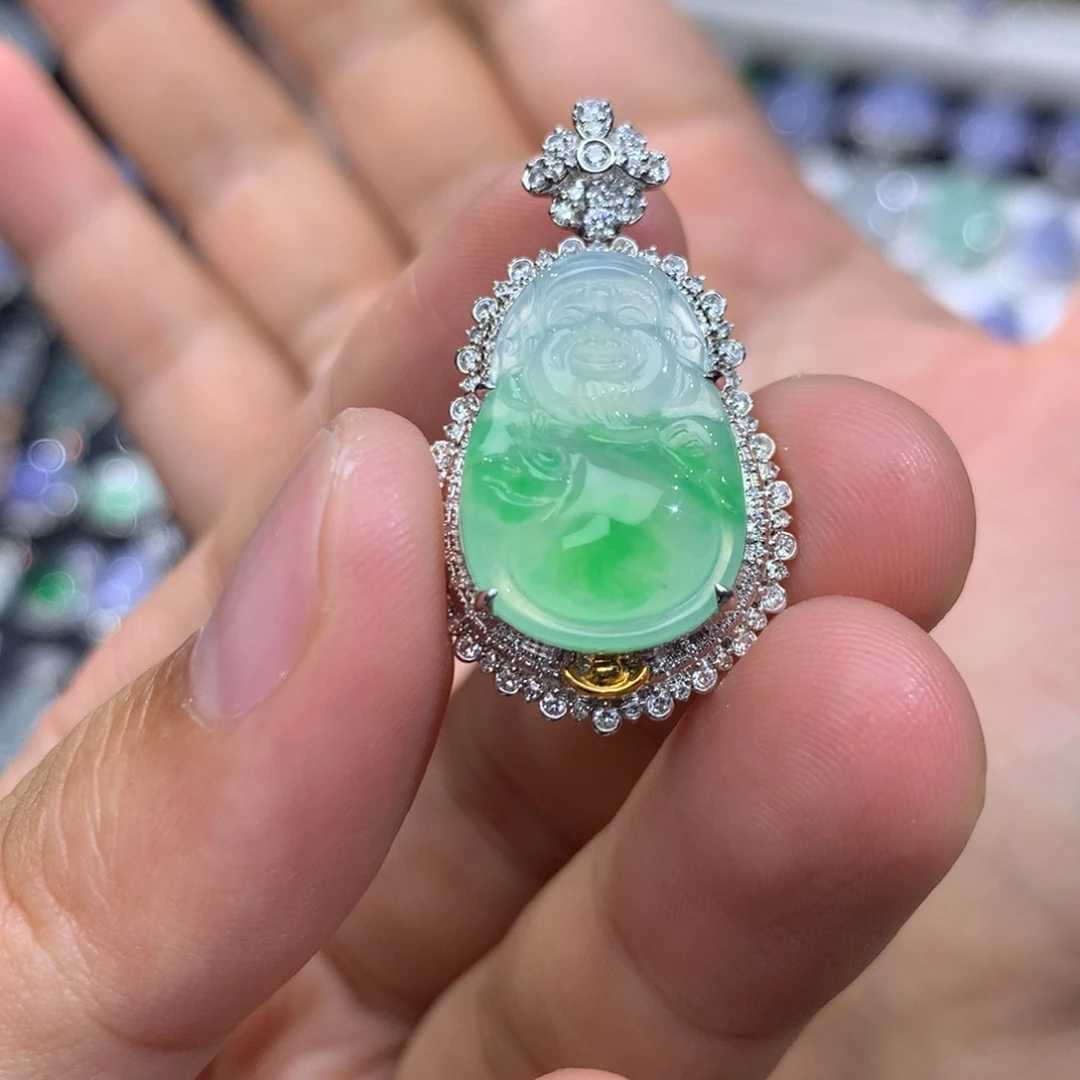 翡翠18K金镶嵌吊坠(不含链)签收后48小时鉴赏期