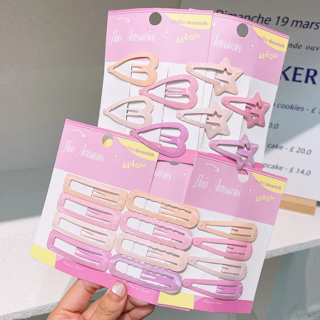 A-2877  ad 粉色爱心流星碎发滴油碎发后脑勺简约掰掰夹    发圈