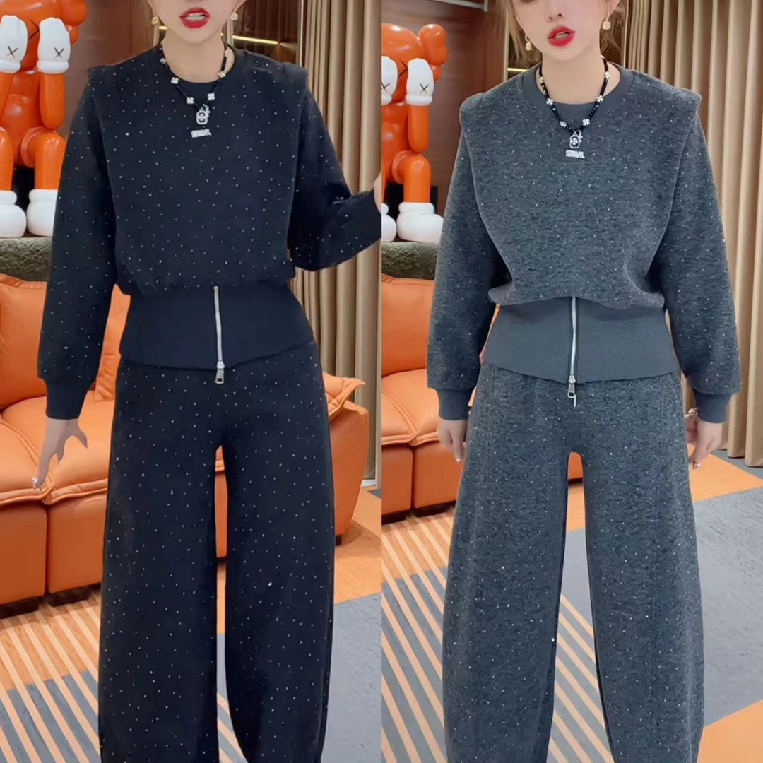 减龄早秋INS风上衣休闲女装阔腿裤时尚套装气质