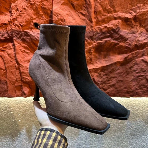 788-05秋冬季高跟长靴女时尚尖头高跟鞋加绒长筒靴