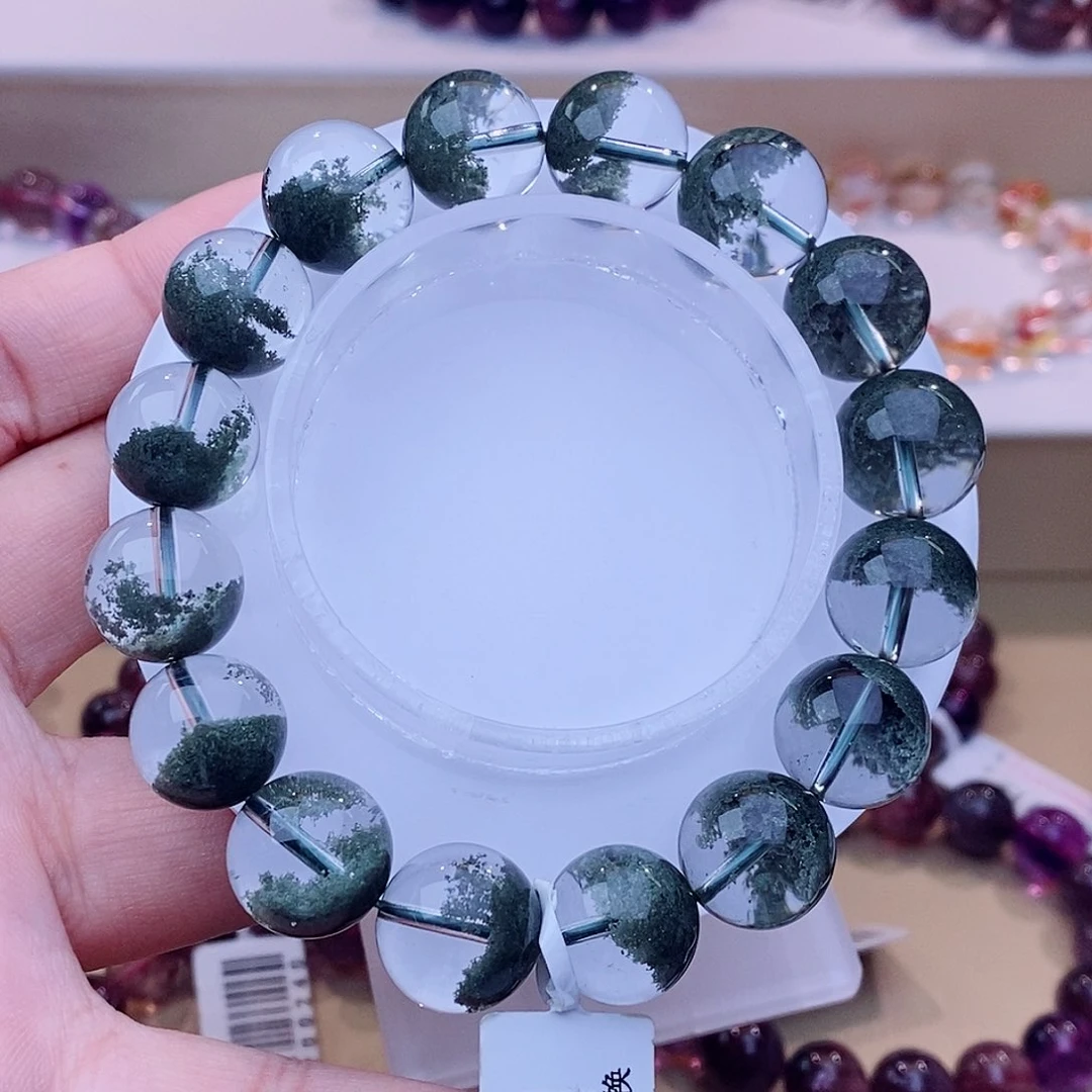 未镶嵌手链水晶聚宝盆绿幽灵13+m