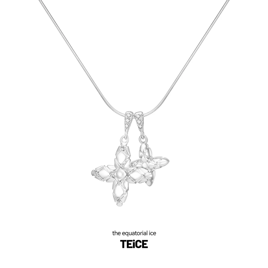 铜锆石吊坠 TEiCE 赤道冰块菱格系列双子星芒吊坠锁骨链项链