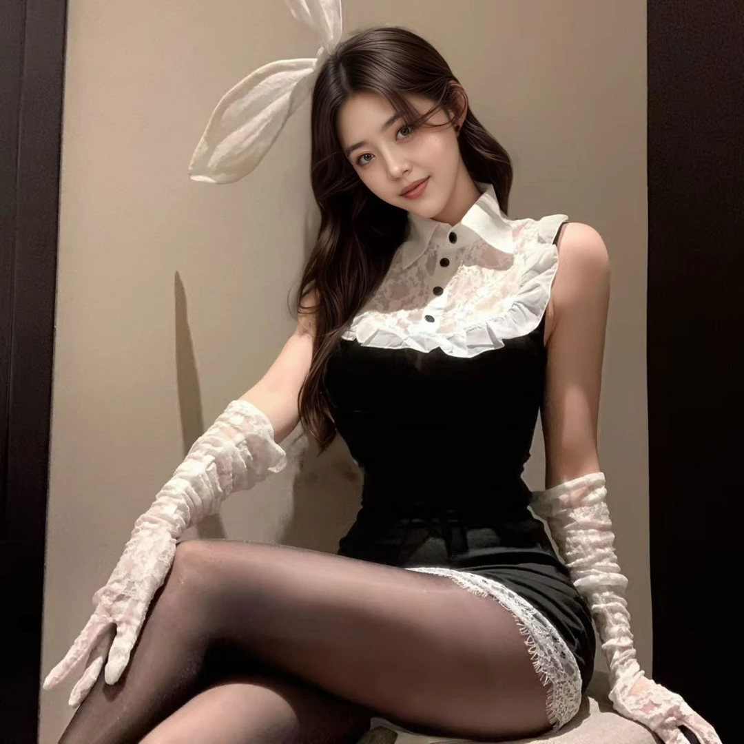 性感蕾丝内衣纯欲可爱兔女郎制服印花包裙连体裙