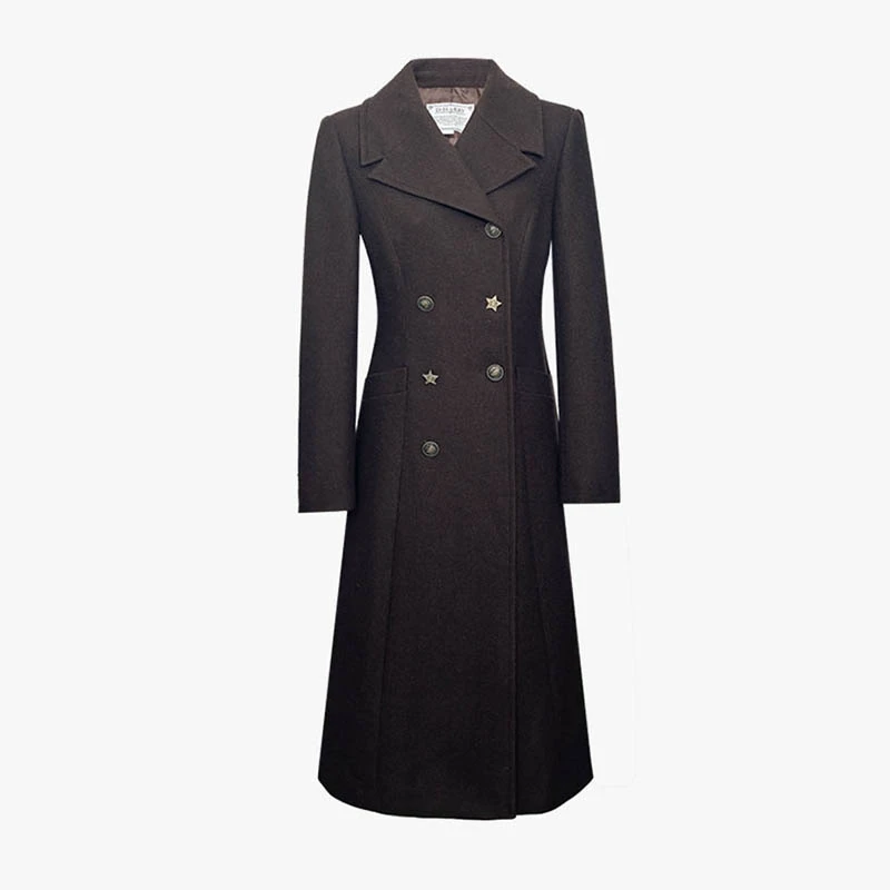 D-HARRY/迪哈利2025冬季新款复古保暖羊毛咖色大衣DH254F90993T