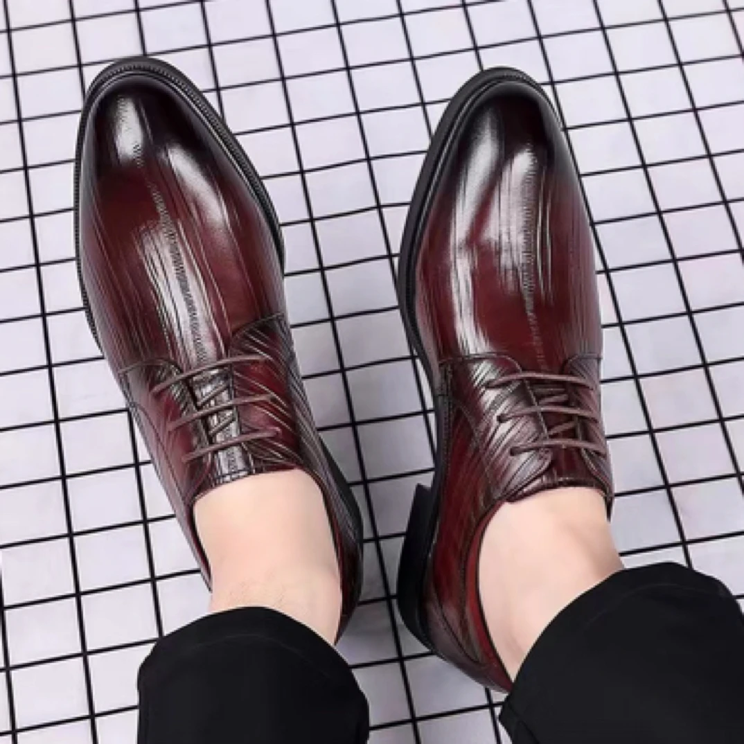 头层牛皮鞋休闲皮鞋正装百搭商务高帮夏季英伦风透气尖头