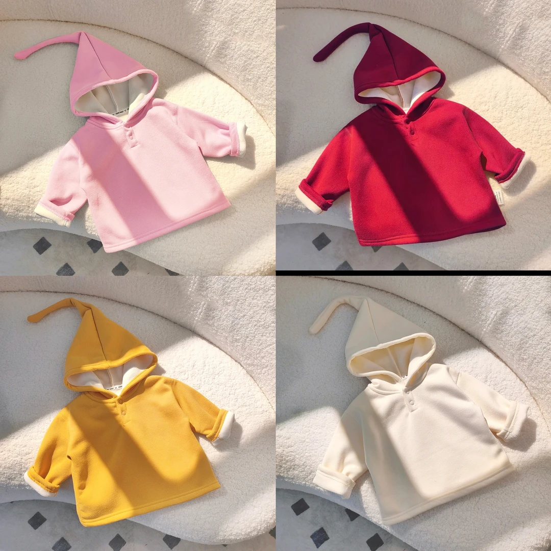 加绒加厚巫师帽内搭休闲可爱韩版潮流婴幼儿上衣保暖